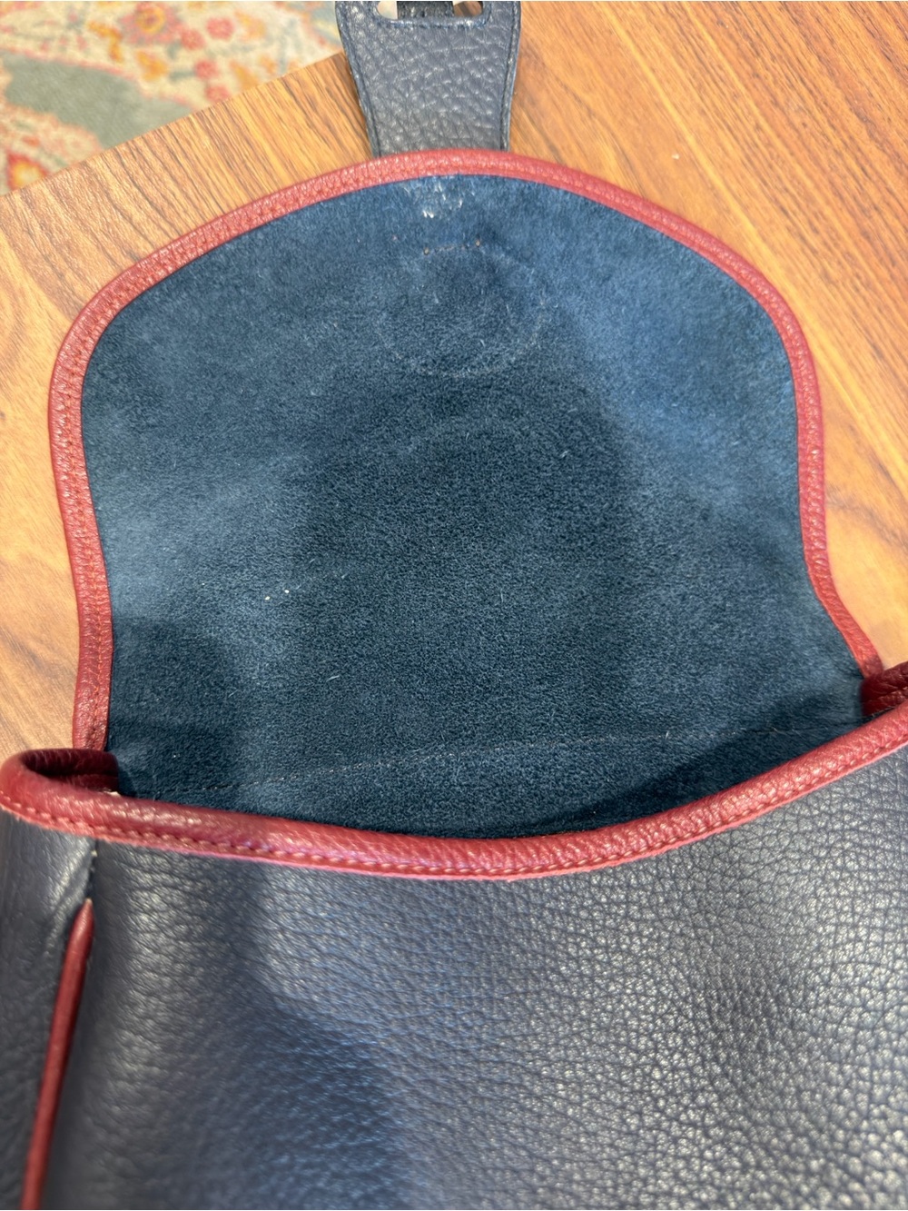 Dooney & Bourke Navy, Taupe & Burgundy Pebbled Leather Crossbody - Picture 10 of 16